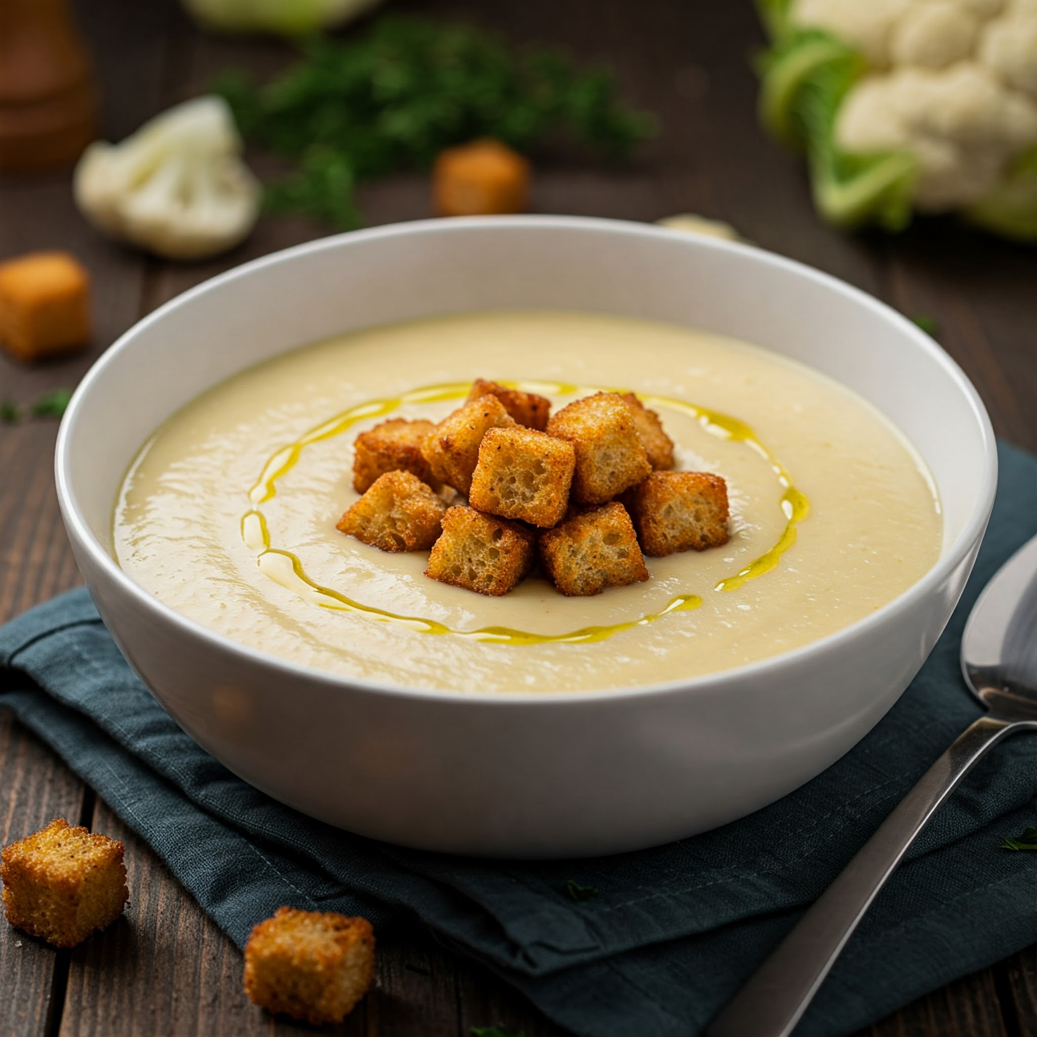 Supa Crema De Conopida Cu Crutoane Supă cremă de conopidă o simfonie de arome și texturi, perfectă pentru o cină elegantă. Descoperă rețetele noastre rafinate de supe cremă, care te vor cuceri de la prima lingură. Încântă-ți simțurile cu o supă cremă de conopidă fină și aromată, asezonată cu crutoane aurii. O opțiune perfectă pentru un prânz sau cină specială, care va impresiona orice oaspete. Supă cremă de conopidă un preparat versatil, care se poate adapta la orice gust, prin adăugarea de alte ingrediente, precum broccoli sau cartofi. Lacristi.ro